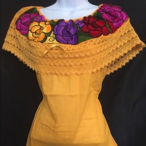 Mexican Embroidered elastic top blouse